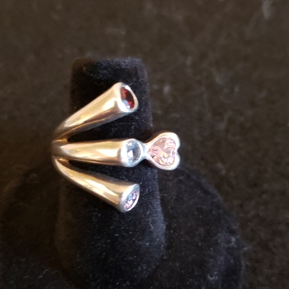 Sterling 925 silver ring w/ multi-colored gemstone - Picture 4 of 6